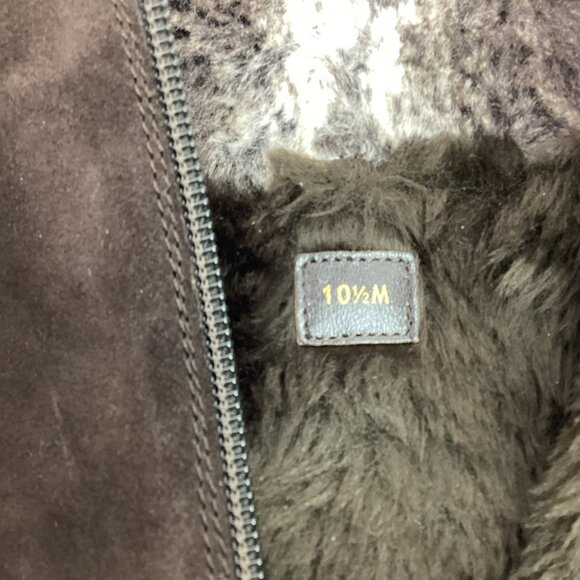 Stuart Weitzman Suede Mid-Calf Tassel Womens 10.5M Boots Zip Faux Fur Brown - Picture 12 of 14